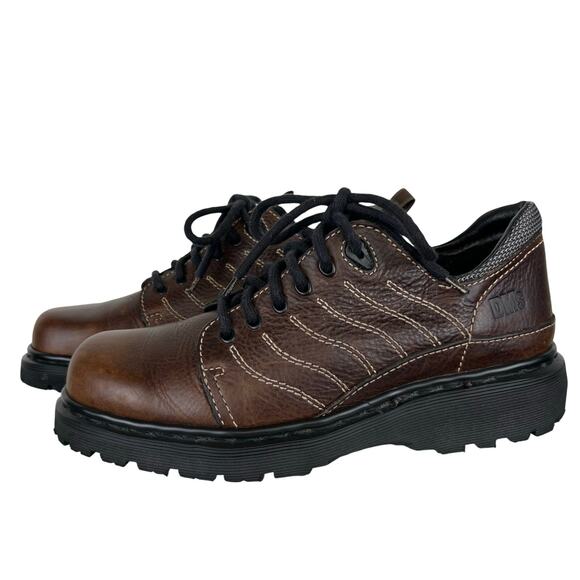 Vintage Dr Martens Brown Leather Chunky Lace Up Platform Shoes Made in England 9 main image 9